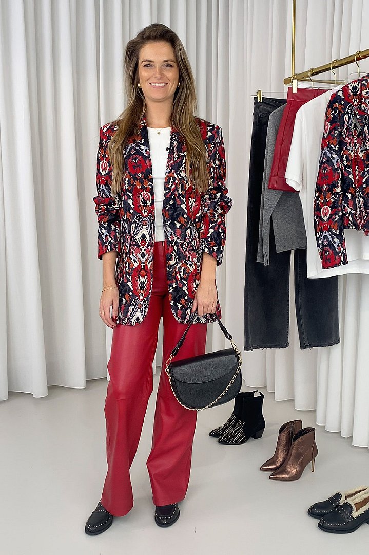 Blazer dames hank aztec broek jason leer rood janice
