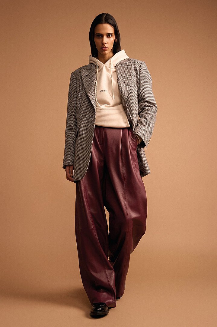 Blazer dames ruit hank hoodie scott beige dollar leer burgundy janice