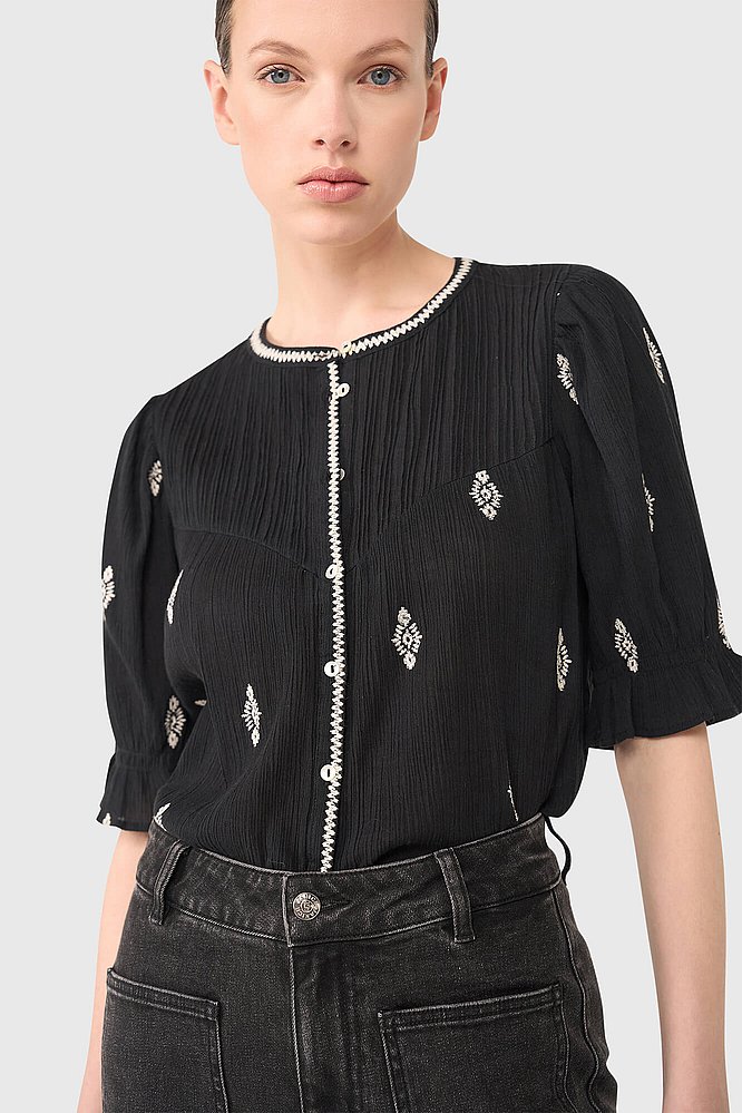 Blouse dames kai geborduurd zwart janice 21