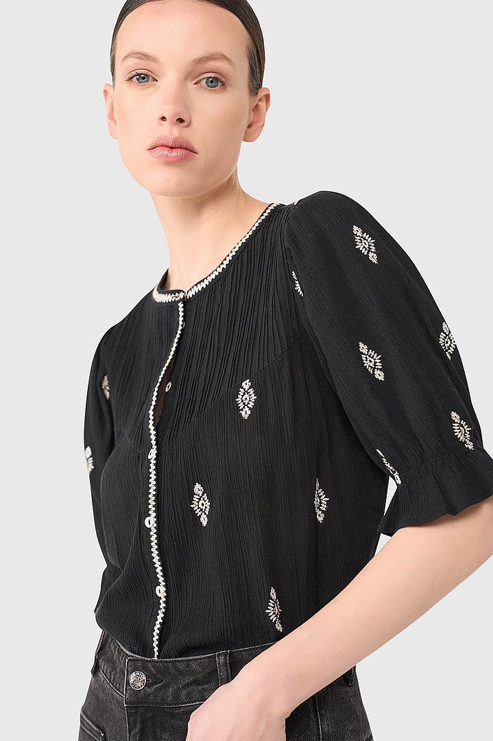 Blouse dames kai geborduurd zwart janice 28