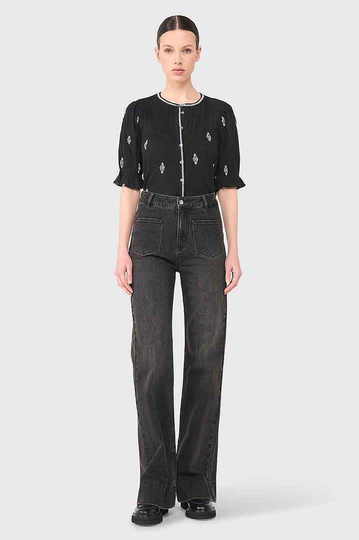 Blouse dames kai geborduurd zwart janice 7