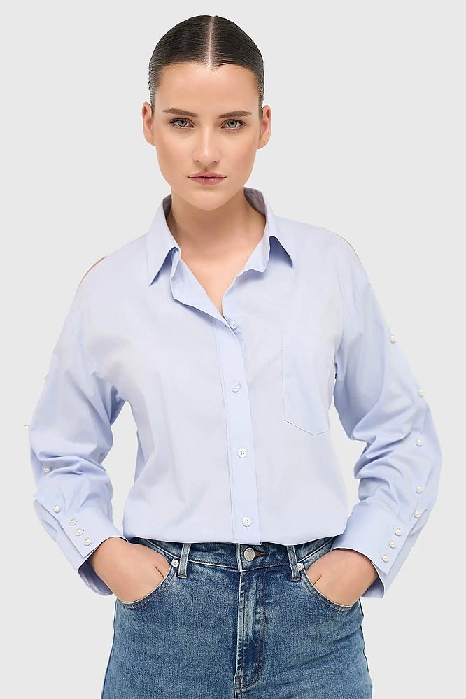 blouse-dames-katoen-blauw-paul-janice-02.webp