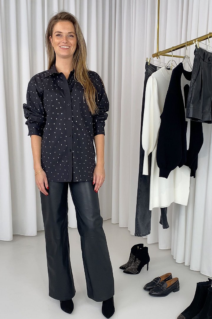 Blouse dames kygo steentjes zwart broek jason leer janice