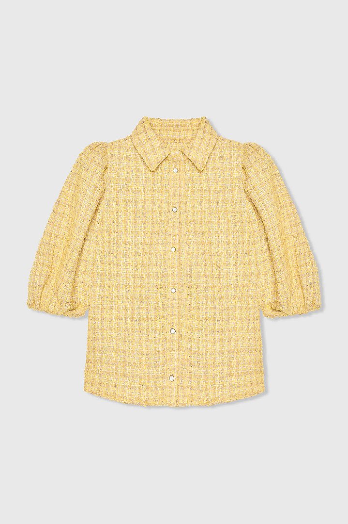 blouse-dames-pof-mouw-tweed-lars-geel-janice-00.webp