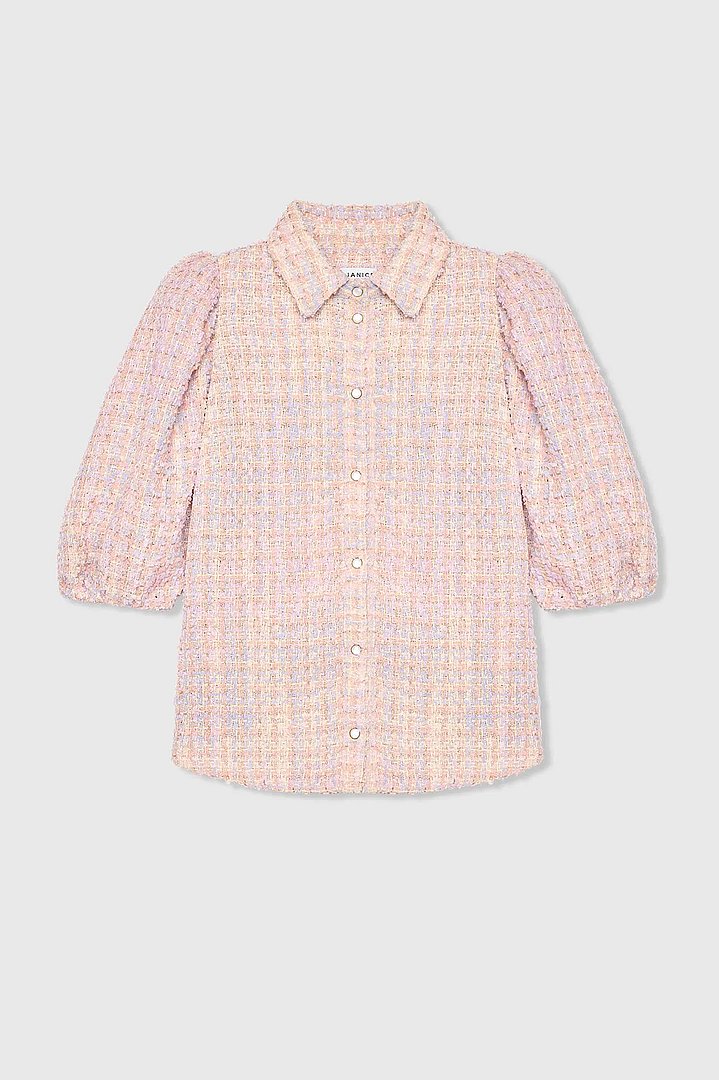 Blouse Dames Pof Mouw Tweed Lars Lila Janice 00
