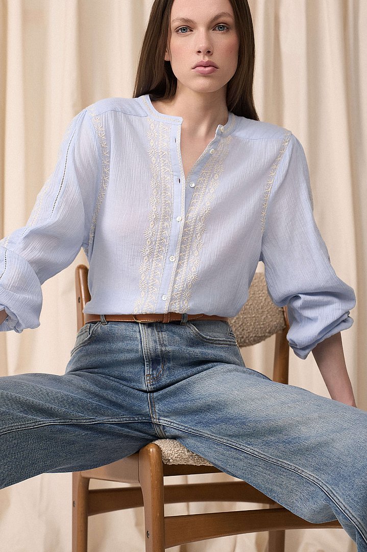 Blouses dames mode zijde viscose geborduurd 01