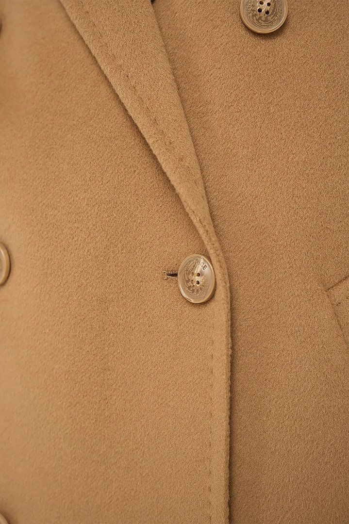 Camel Cashmere Caban Jas Dames Double Face Kennedy Janice 05