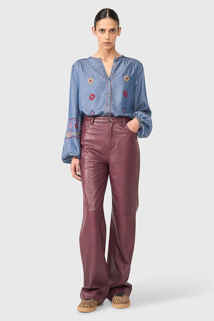 Dames blouse austin denim jason leer burgany janice 22