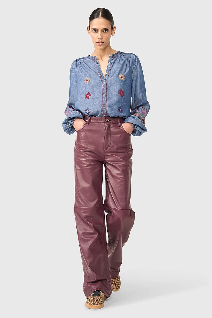 Dames blouse austin denim jason leer burgany janice 29