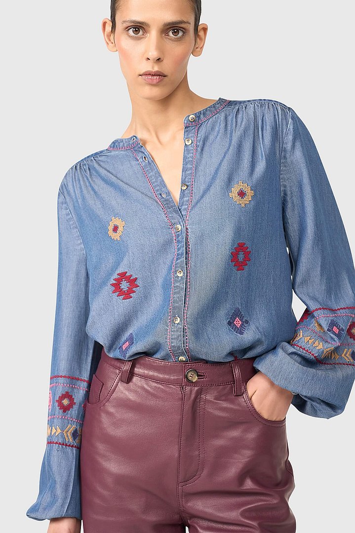 Dames blouse austin denim jason leer burgany janice 41
