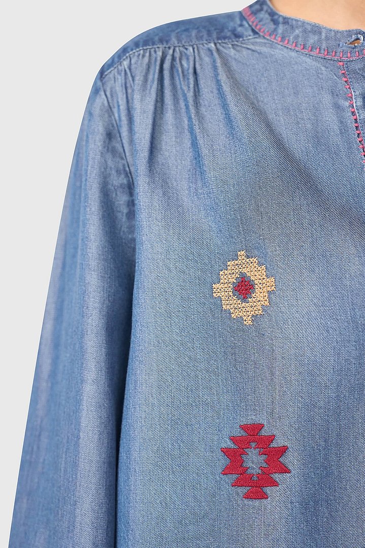 Dames blouse austin denim jason leer burgany janice 61