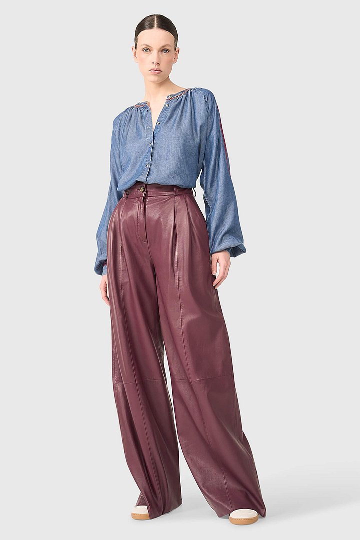 Dames blouse beau denim dollar burgandy janice 16