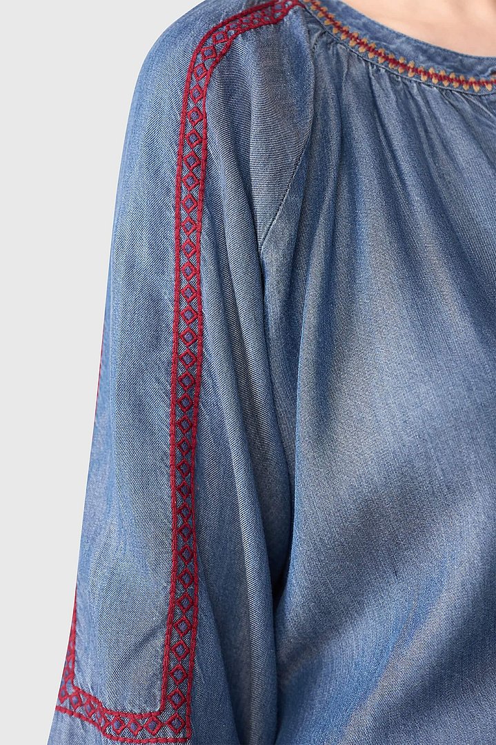 Dames blouse beau denim dollar burgandy janice 53