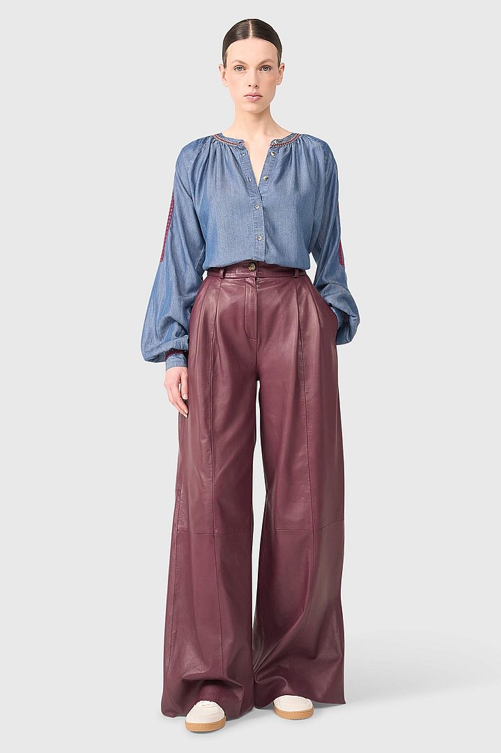 Dames blouse beau denim dollar burgandy janice 7