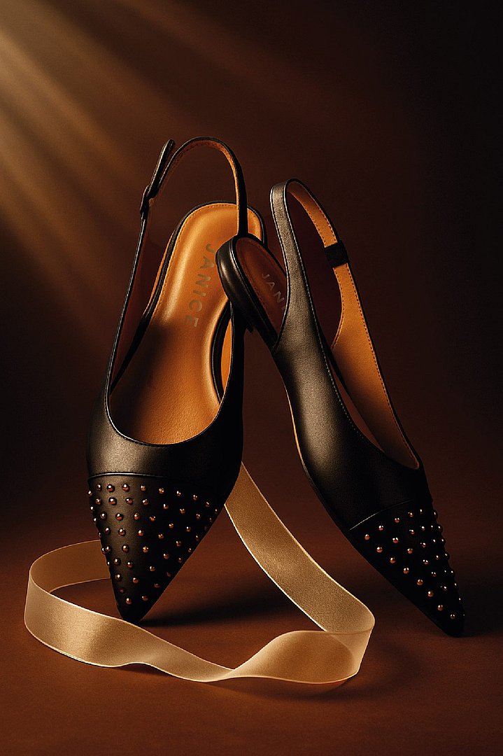 slingbacks leer studs zwart Alain