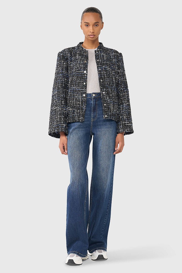 Jacket dames maddox blauw tweed lurex janice 1