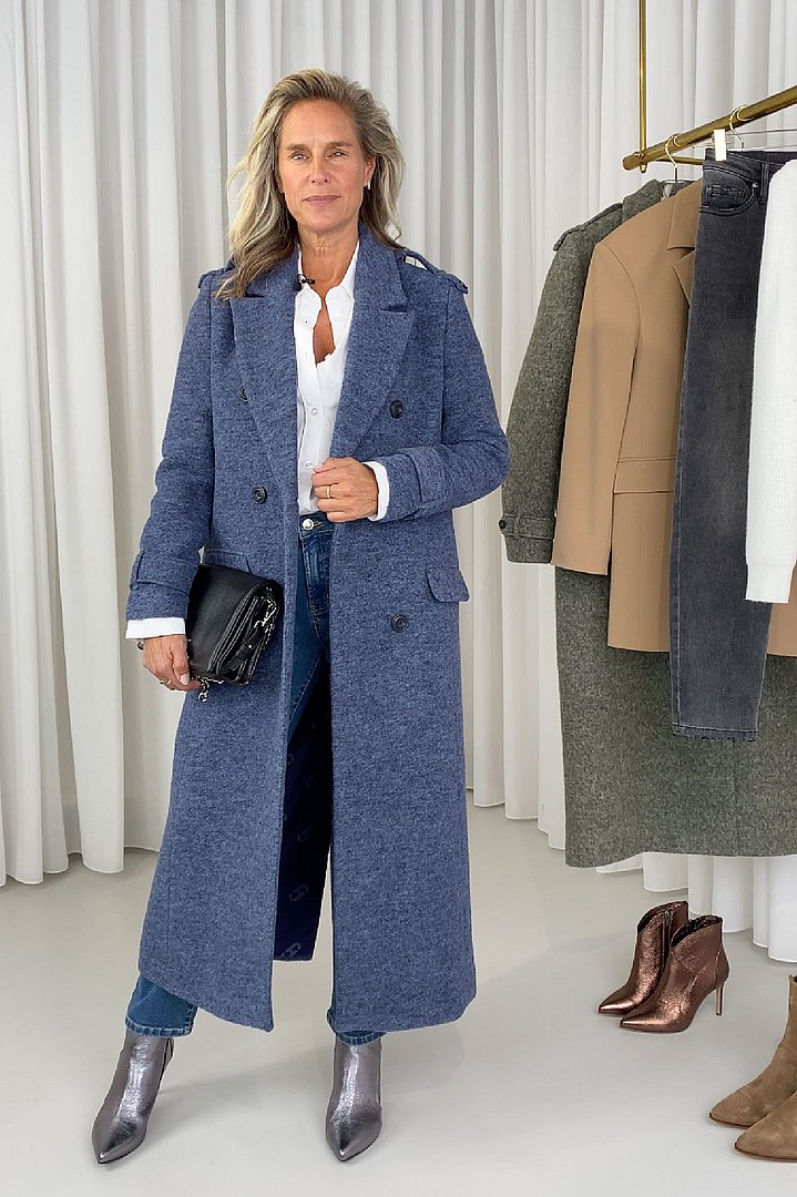 Jas dames wol lennon blauw janice