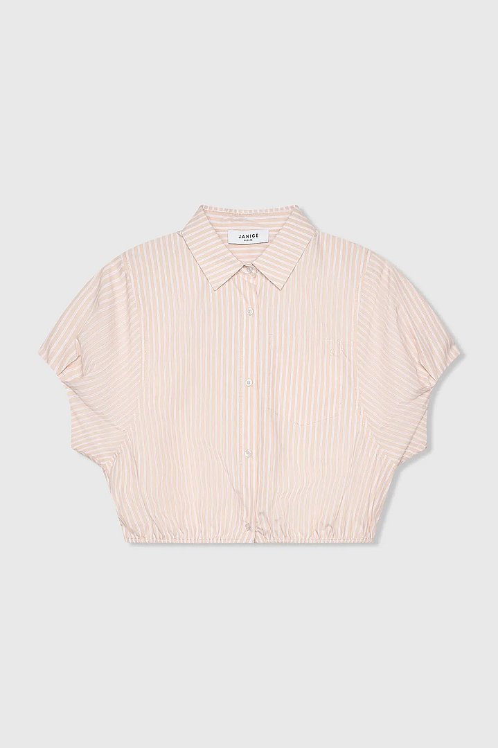 katoenen-dames-blouse-korte-mouw-gestreept-cross-beige-janice-00.webp