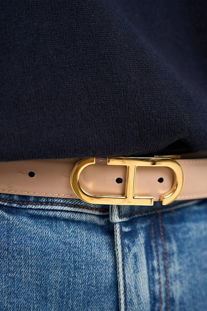 Leren Dames Riem Reversible Zwart Taupe Goud Trophy Buckle Janice 05