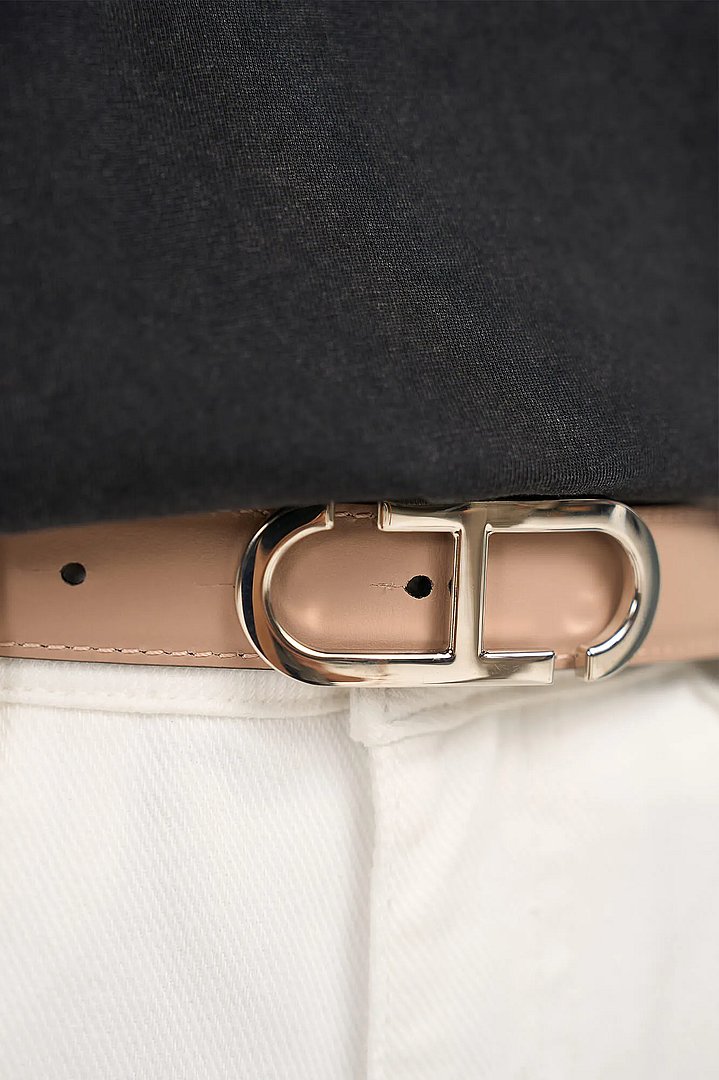 Leren Dames Riem Reversible Zwart Taupe Zilver Trophy Buckle Janice 05