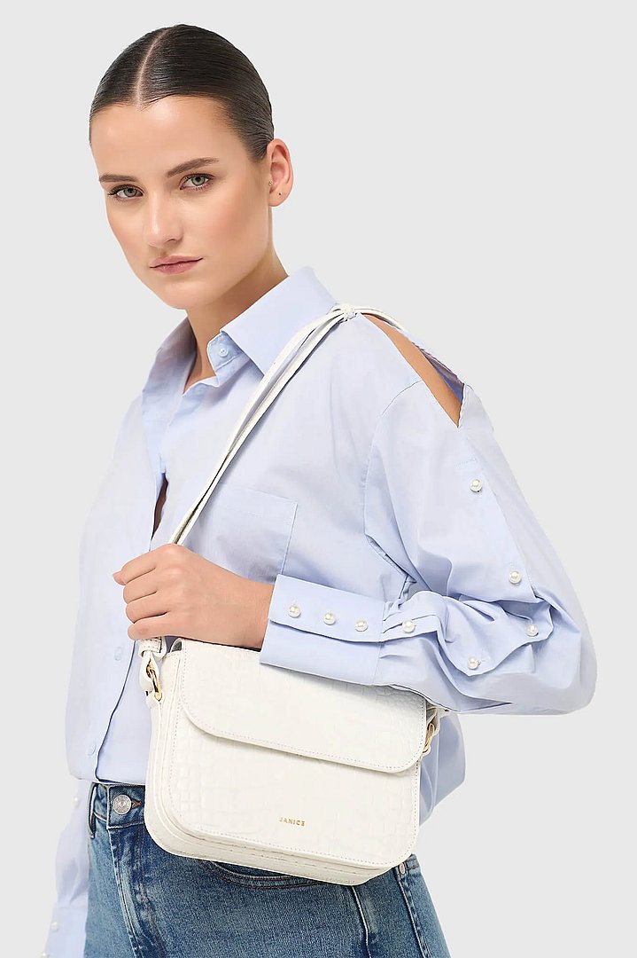 Leren Dames Tas Elias Croco off White Janice 05