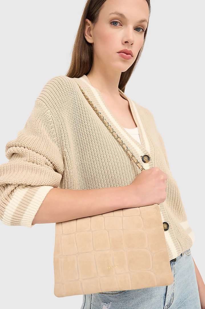 Leren Suede Schoudertas Tas Beige Croco Skylar Janice 04