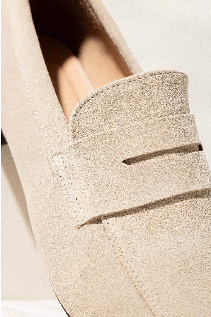Loafers dames burt suede nude 01