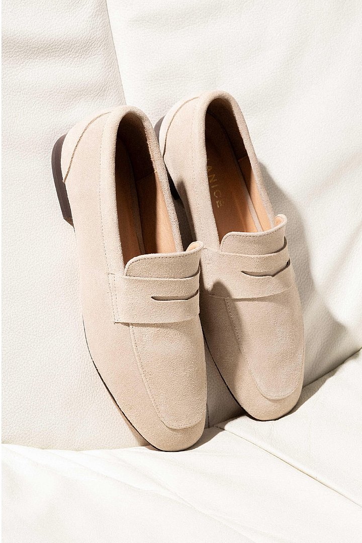 Loafers dames burt suede nude 02