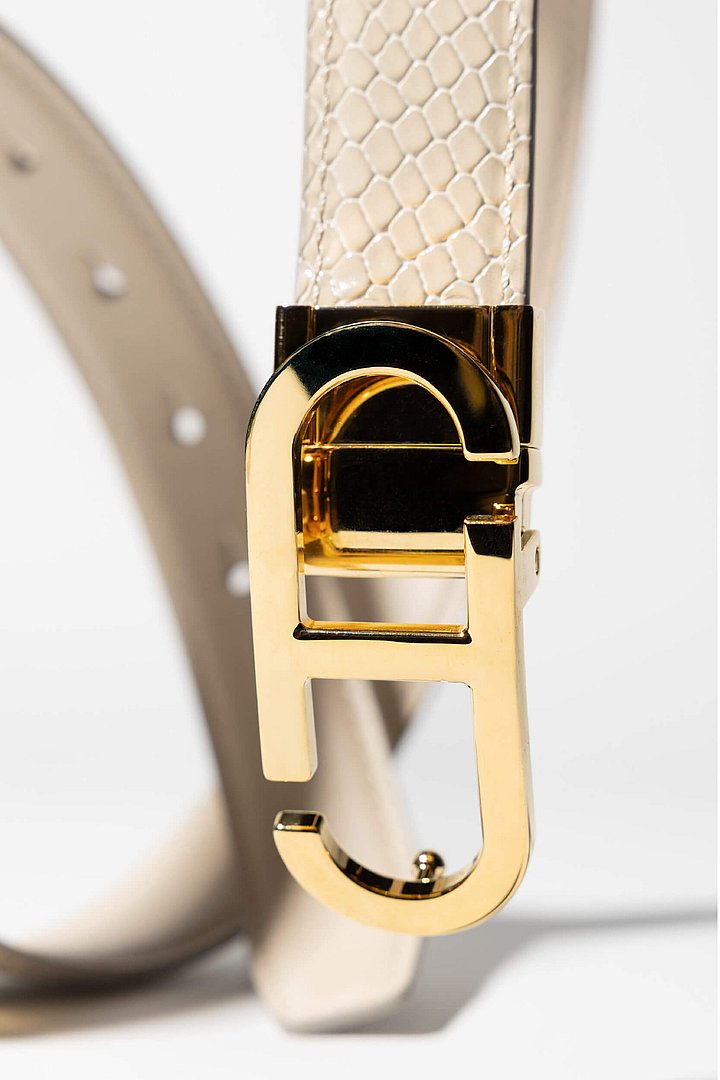 Riem Dames Trophy Leer Reversible Creme Offwhite Goud 01