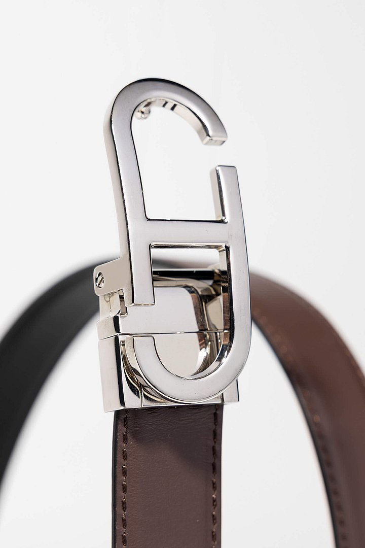 Riem dames trophy leer reversible zwart bruin zilver 02