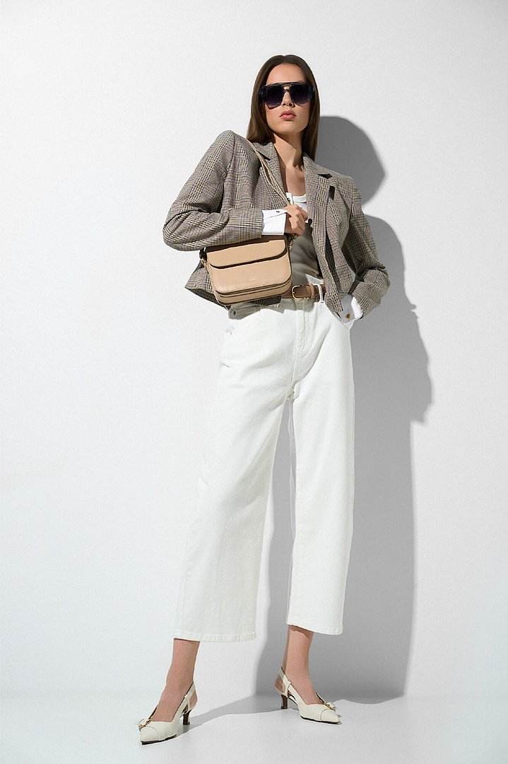 Shirt dames rolf wit jeans baxter wit 183 blazer stan beige ruit zonnebril sully blauw tas elias beige slingback elio offwhite riem chase taupe janice 01