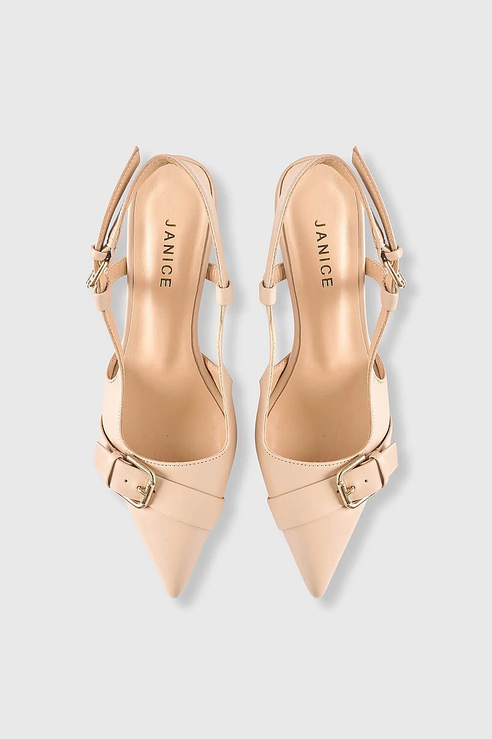 Slingbacks Dames Leer Hakje Beige Elio Janice 02