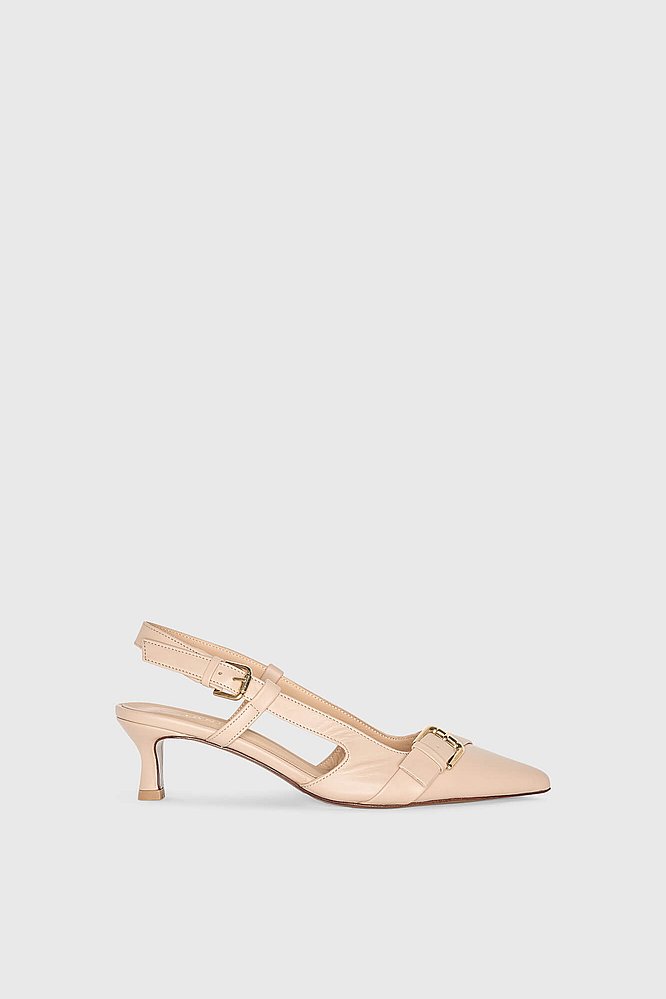 Slingbacks Dames Leer Hakje Beige Elio Janice 04