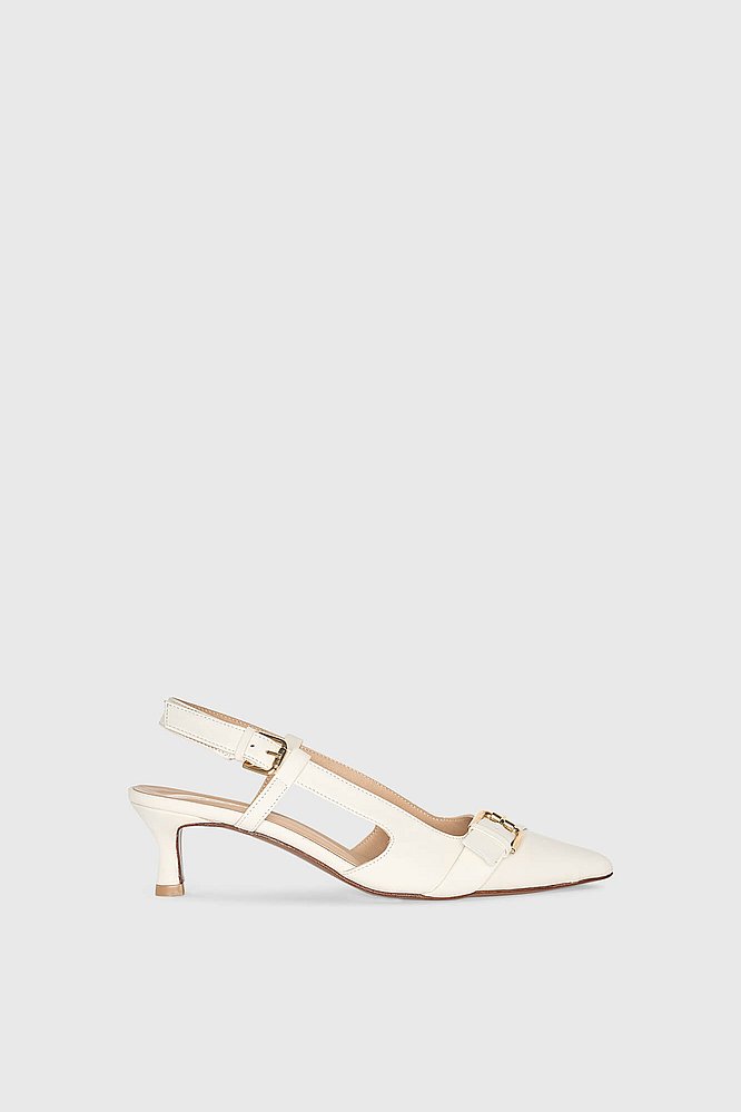 Slingbacks Dames Leer Hakje Elio off White Janice 04