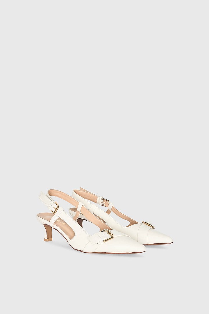 Slingbacks Dames Leer Hakje Elio off White Janice 2