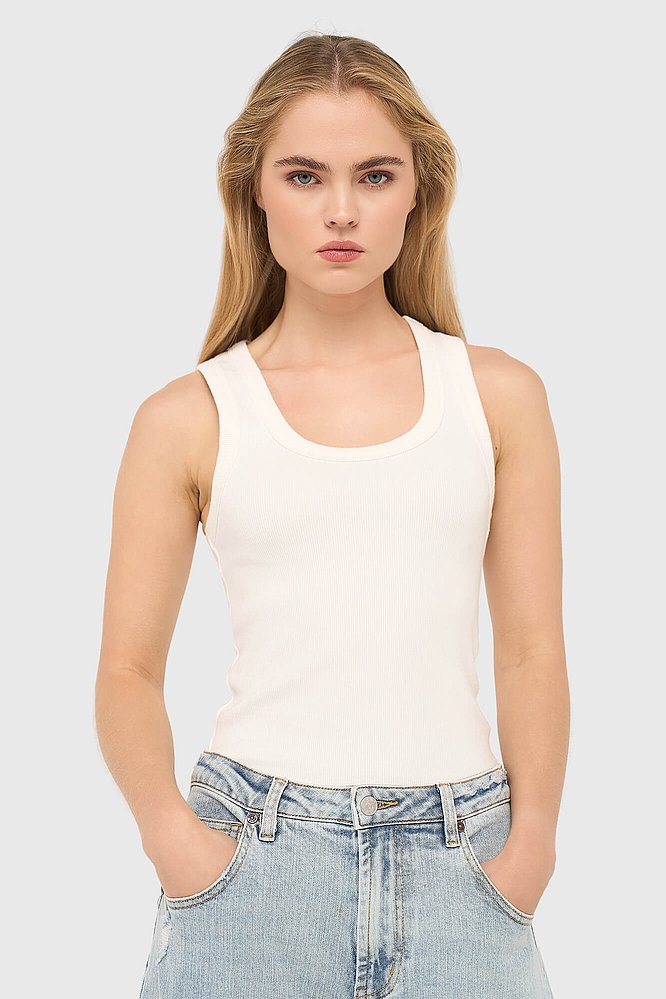 Tanktop Dames Katoen Wit Joni Janice 01
