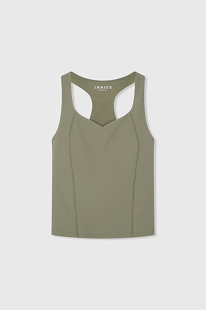 JANICE Dames Ryle Sport Top Groen Rib