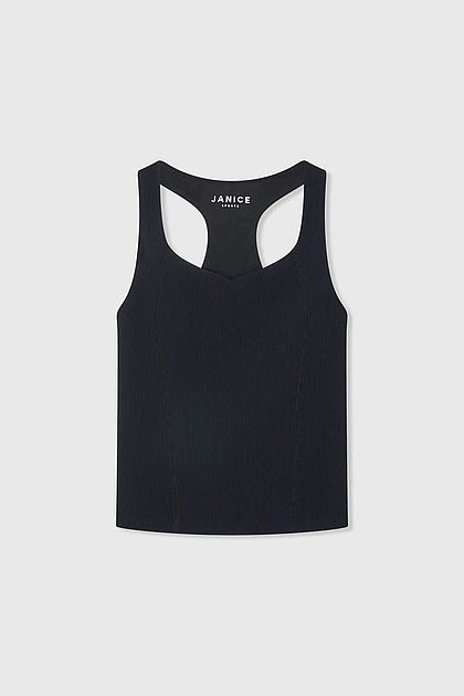 JANICE Dames Ryle Sport Top Zwart Rib