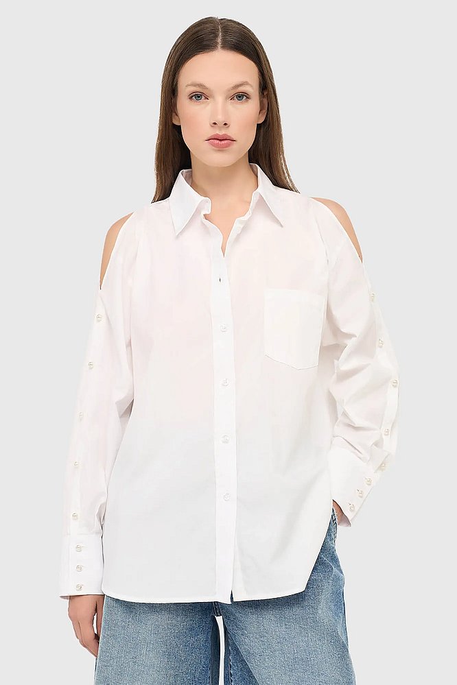 Witte Katoenen Blouse Dames Katoen Paul Janice 05